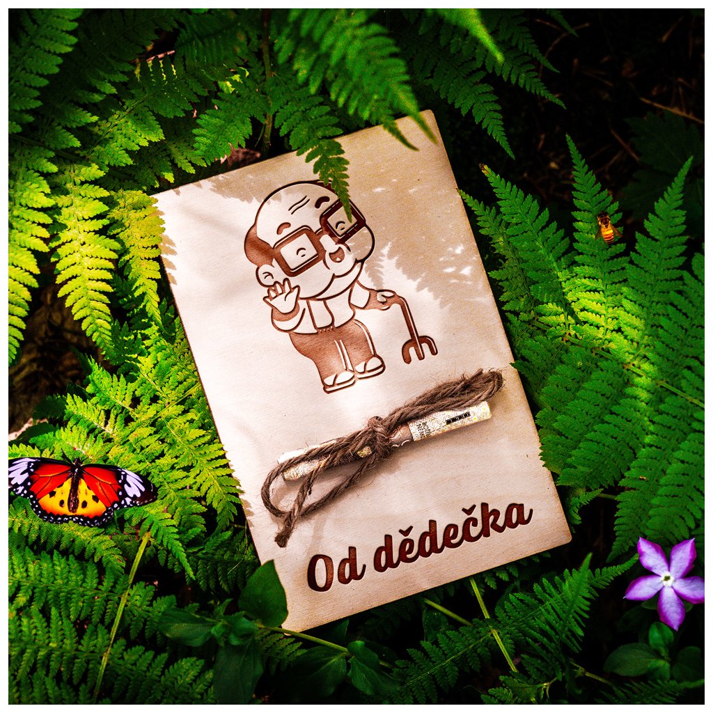 Dřevěná dárková karta – Od dědečka