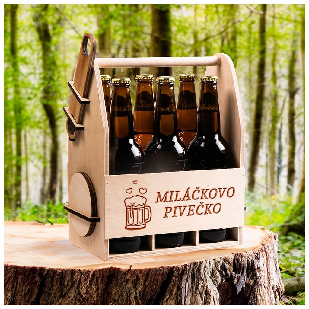 Dřevěný nosič Miláčkovo pivečko